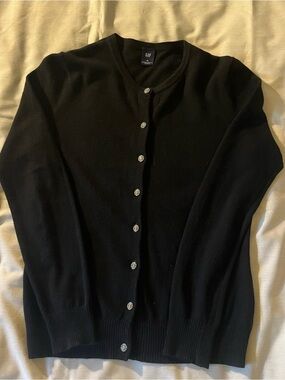 GAP Black Women's Button-Front Cardigan Sweater